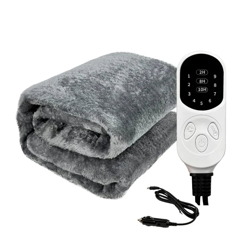 Electric Car Blanket – 12V Heated Travel Blanket with Timer and Temperature Control