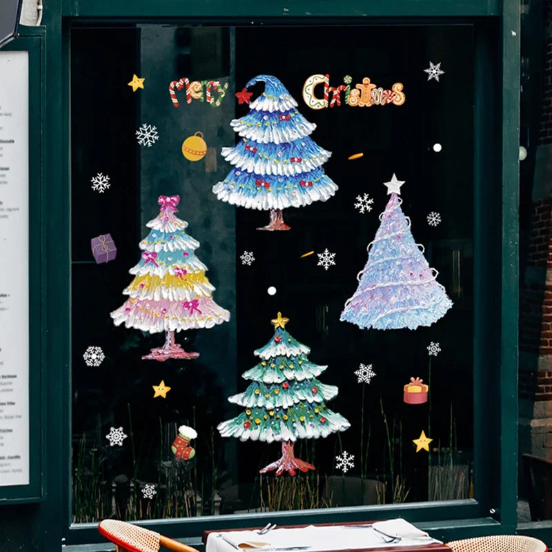 Window Decoration - Festive Decoration with Santa Claus and Animals for a Cozy Christmas
