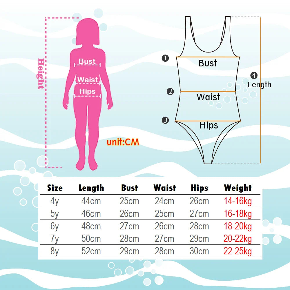 Girls' Swim Outfit with Mermaid and Unicorn Designs – Perfect for Children Aged 4-8 Years