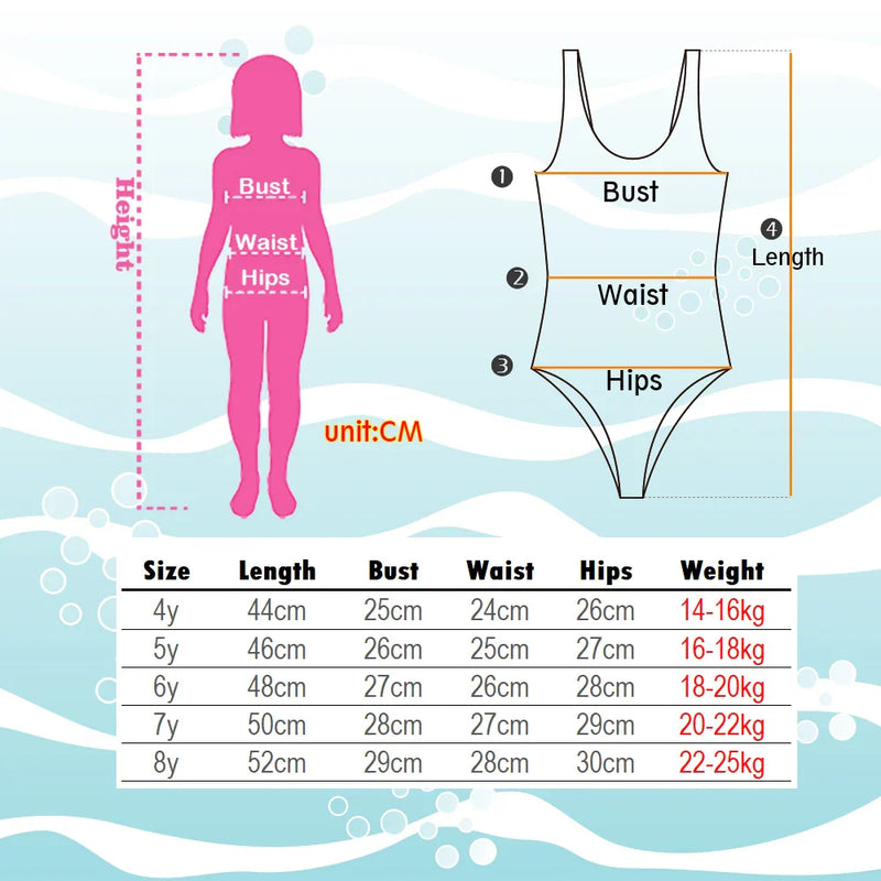 Girls' Swim Outfit with Mermaid and Unicorn Designs – Perfect for Children Aged 4-8 Years