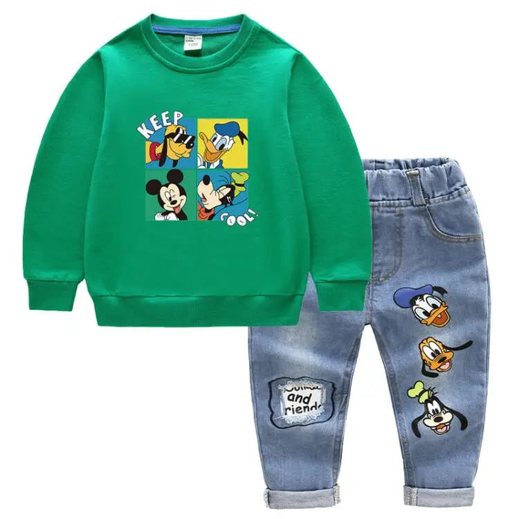 Kids Clothing Set – Mickey Mouse Print T-shirt and Jeans