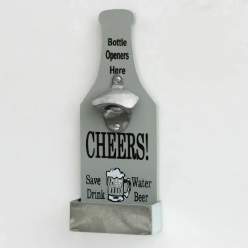 Vintage Wooden Wall Bottle Opener - Functional and Decorative