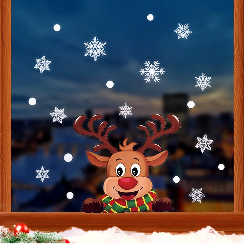 Window Decoration - Festive Decoration with Santa Claus and Animals for a Cozy Christmas