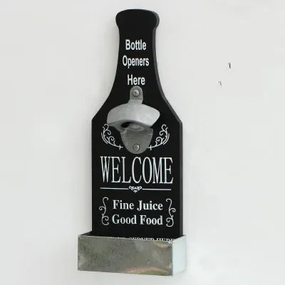Vintage Wooden Wall Bottle Opener - Functional and Decorative