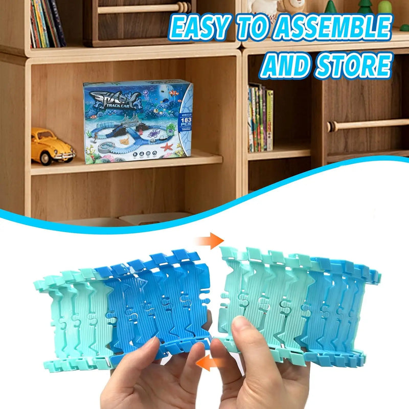 Electric Shark Rail Car Puzzle Set – Creative Building Toy for Children