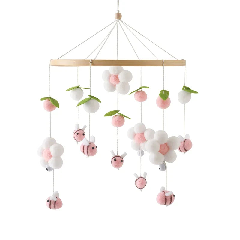 Wooden Crib Mobile with Felt Bears – Soothing and Stylish Baby Accessory