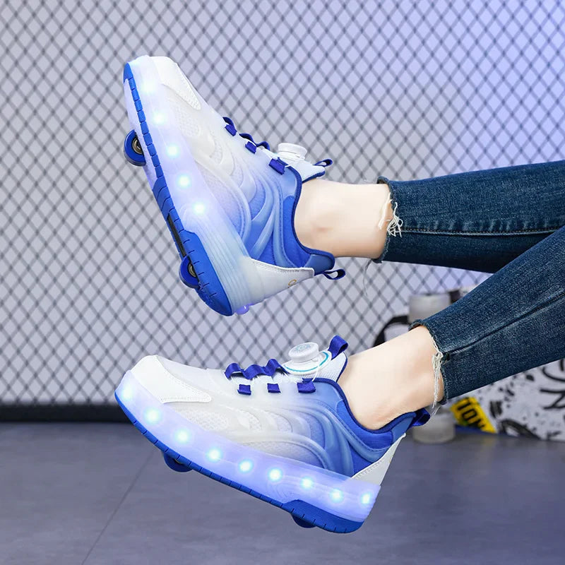LED Light Roller Skate Shoes for Kids – Illuminated Sneakers for Boys and Girls with USB Rechargeable Wheels