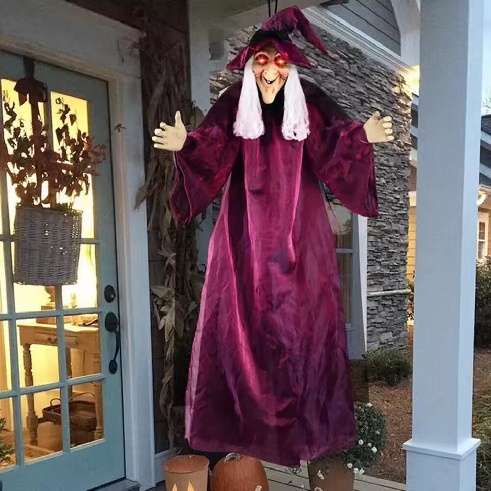 Hanging Witch Doll – Scary Halloween Decoration with Light and Sound
