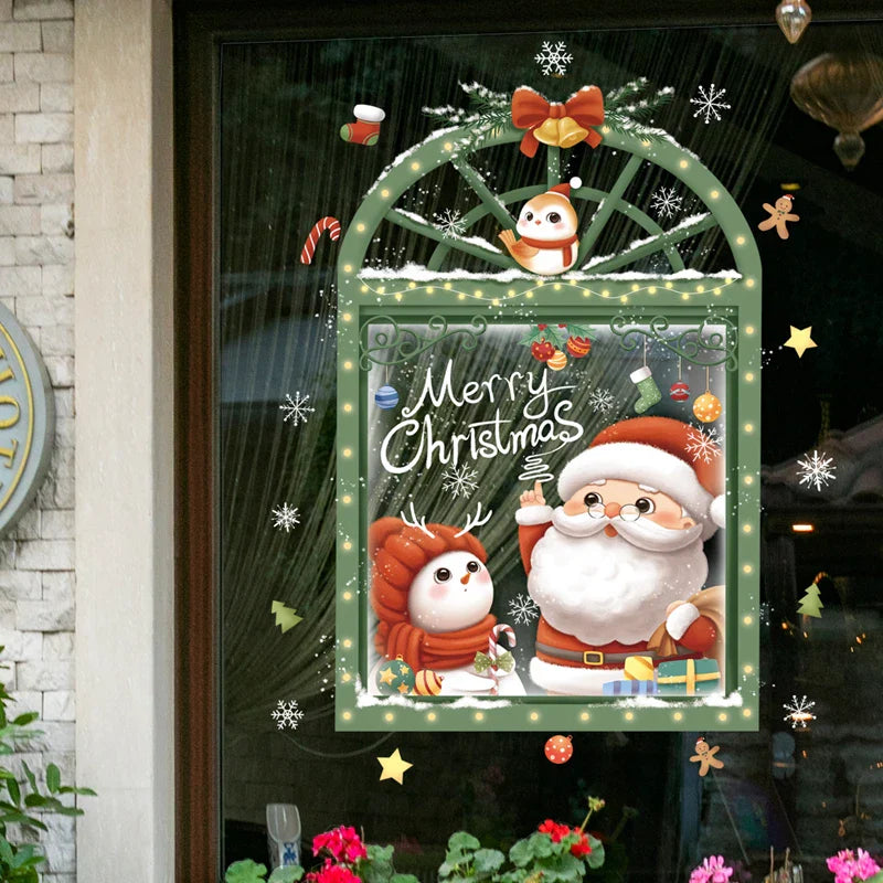 Window Decoration - Festive Decoration with Santa Claus and Animals for a Cozy Christmas
