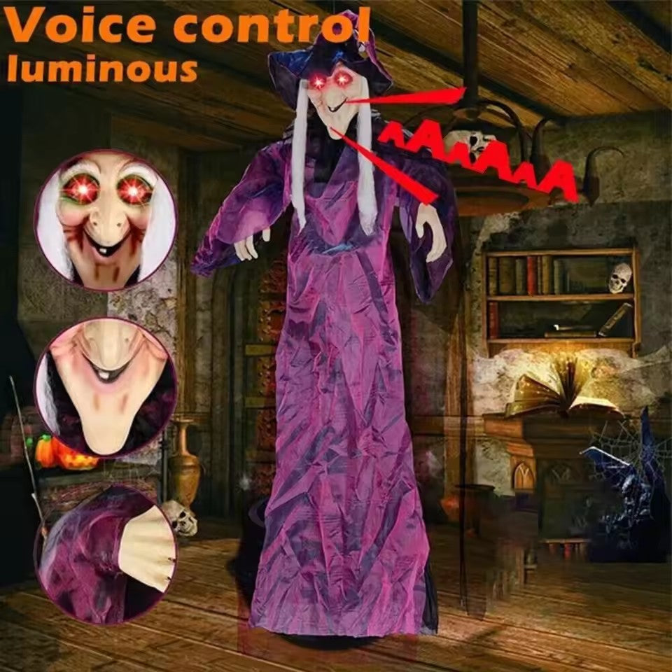 Hanging Witch Doll – Scary Halloween Decoration with Light and Sound