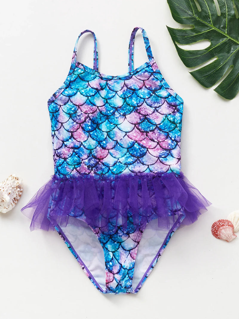 Girls' Swim Outfit with Mermaid and Unicorn Designs – Perfect for Children Aged 4-8 Years