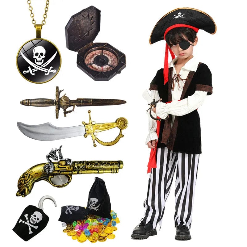 Adventure Pirate Outfit for Children – Classic Striped Set with Accessories