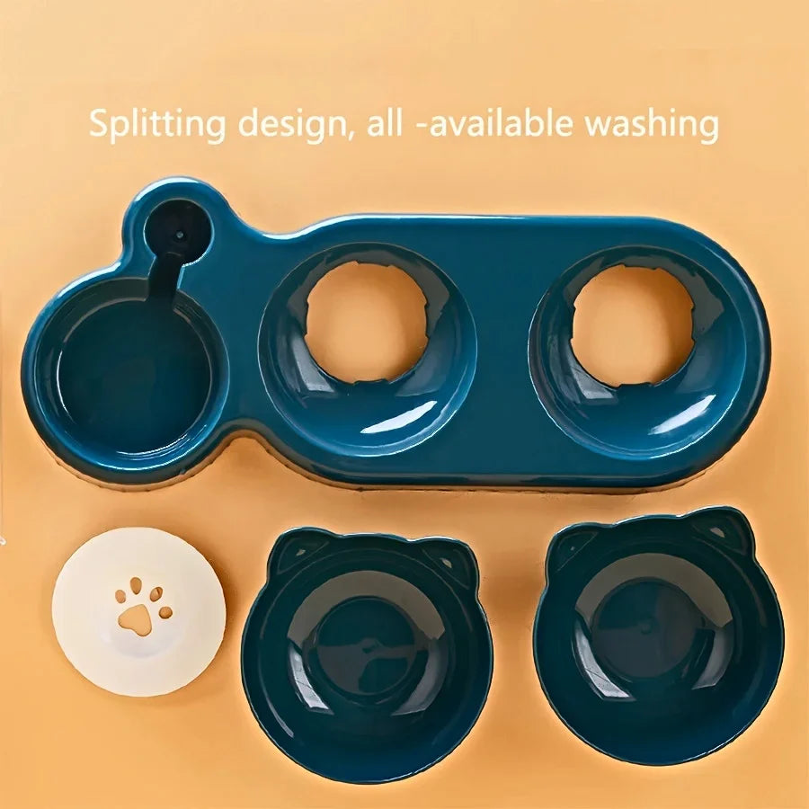 Cat Food and Water Bowl with Ear Design - Comfortable and Playful Eating Experience