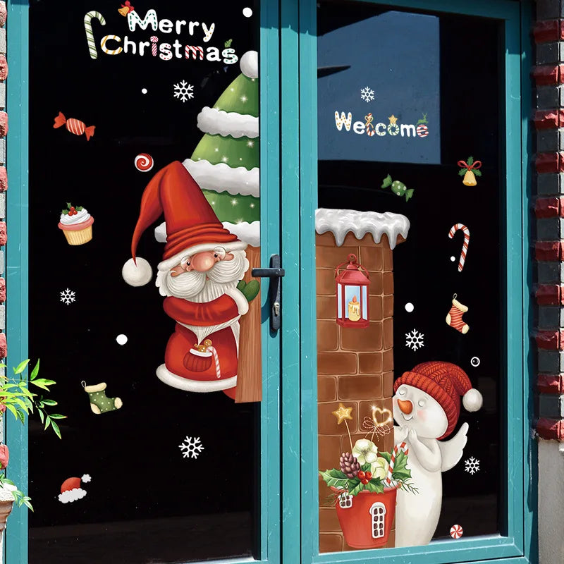 Window Decoration - Festive Decoration with Santa Claus and Animals for a Cozy Christmas
