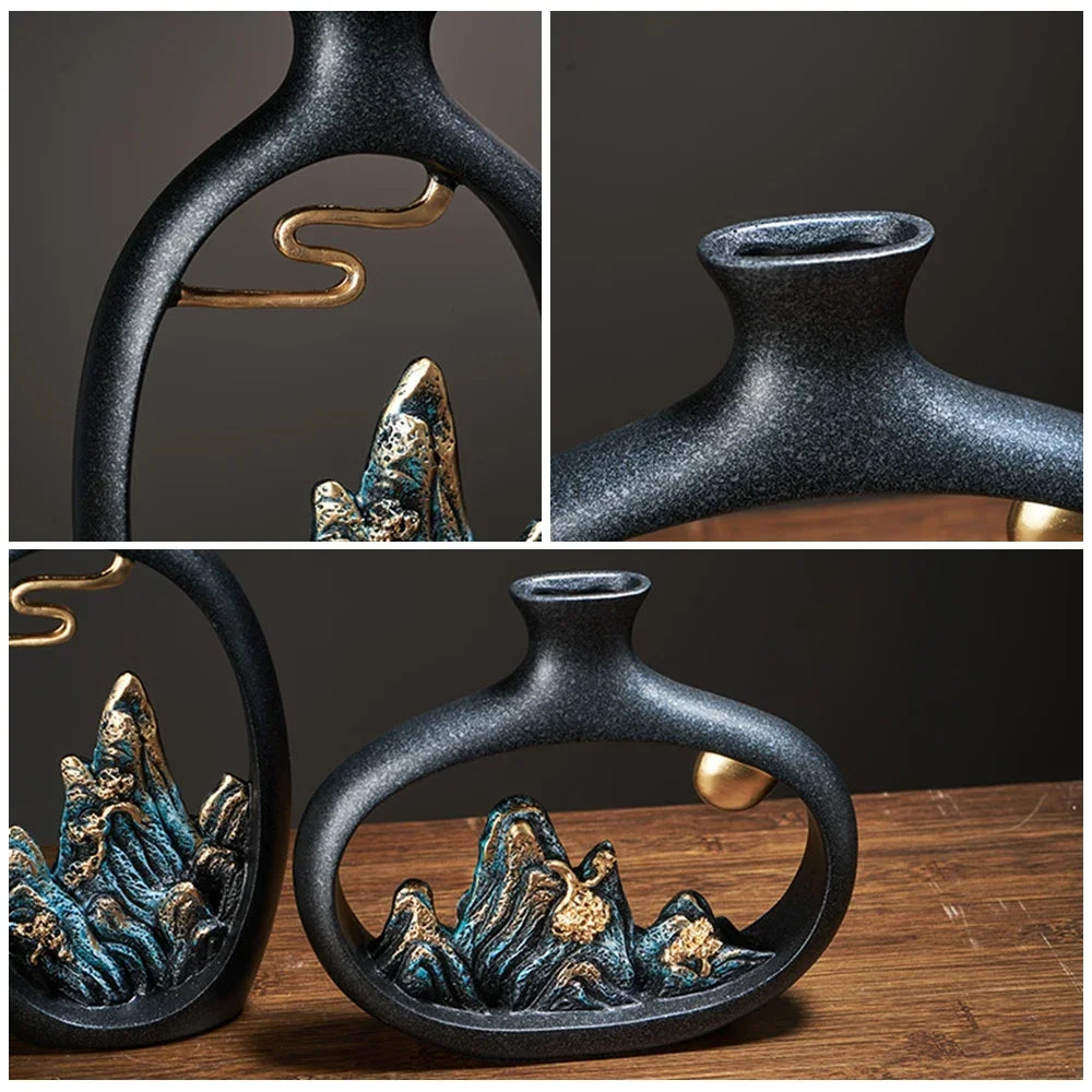 Eastern Mountain Landscape Vases - Artistic and Exotic