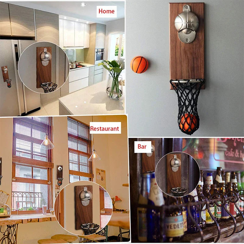 Basketball Net Wall Bottle Opener - Sporting Gift for Father's Day