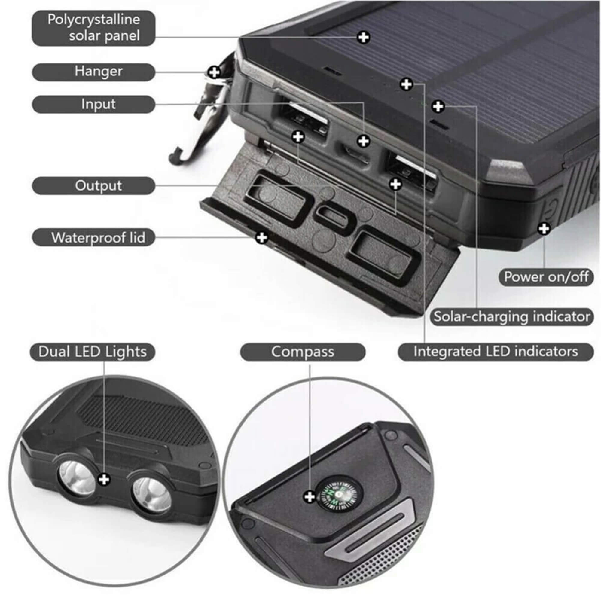 50000mAh Solar Power Bank – Waterproof, Rugged & With Torch