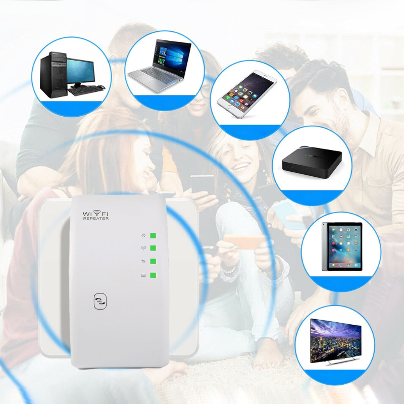 Wireless WiFi Signal Booster – Reliable Internet Extension for Home and Office