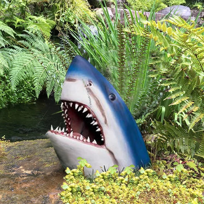 OceanBite Garden Sculpture – Resin Shark for Playful Outdoor Style