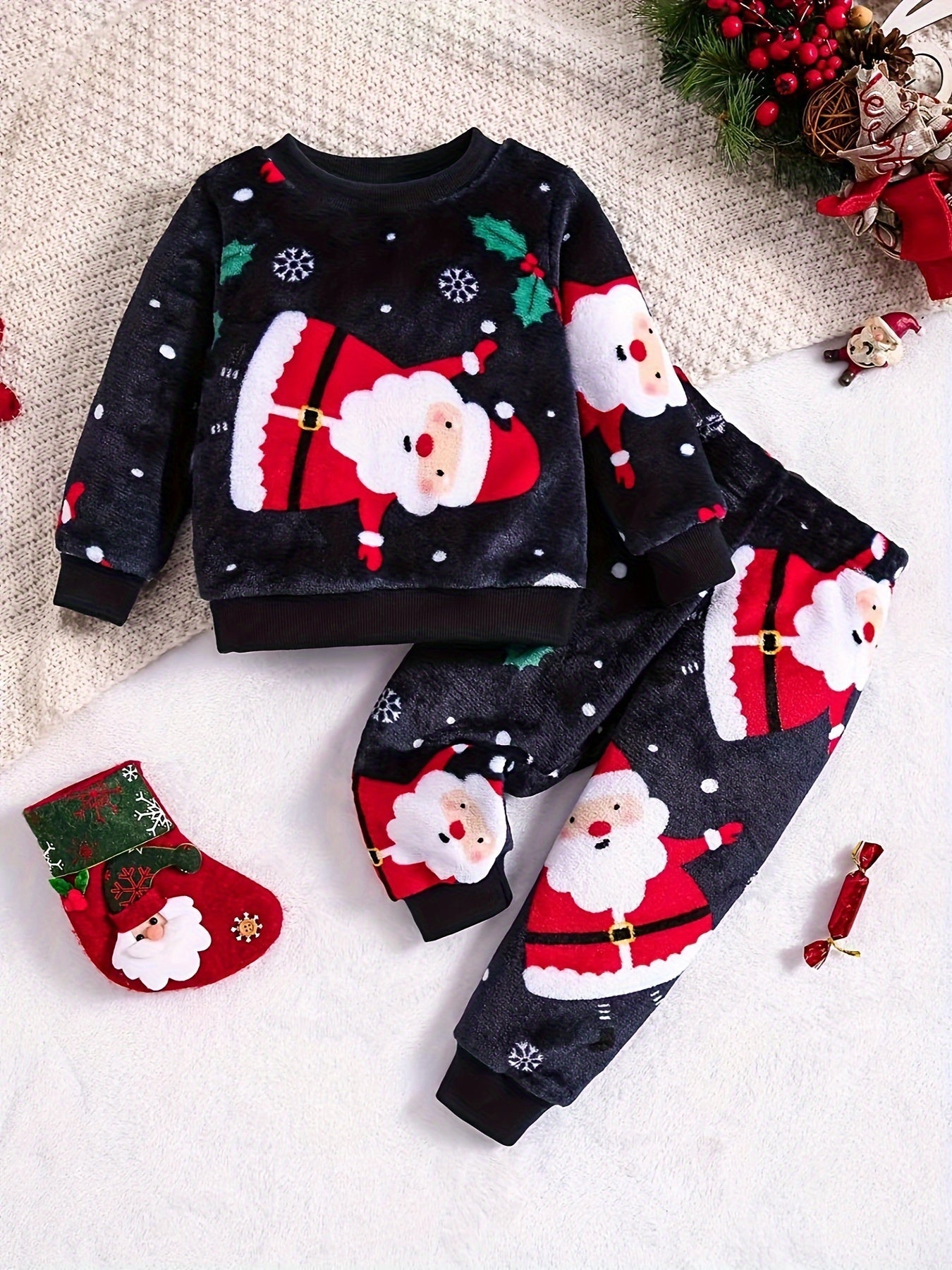 Cute Christmas Fleece Set for Kids - For a Festive Look