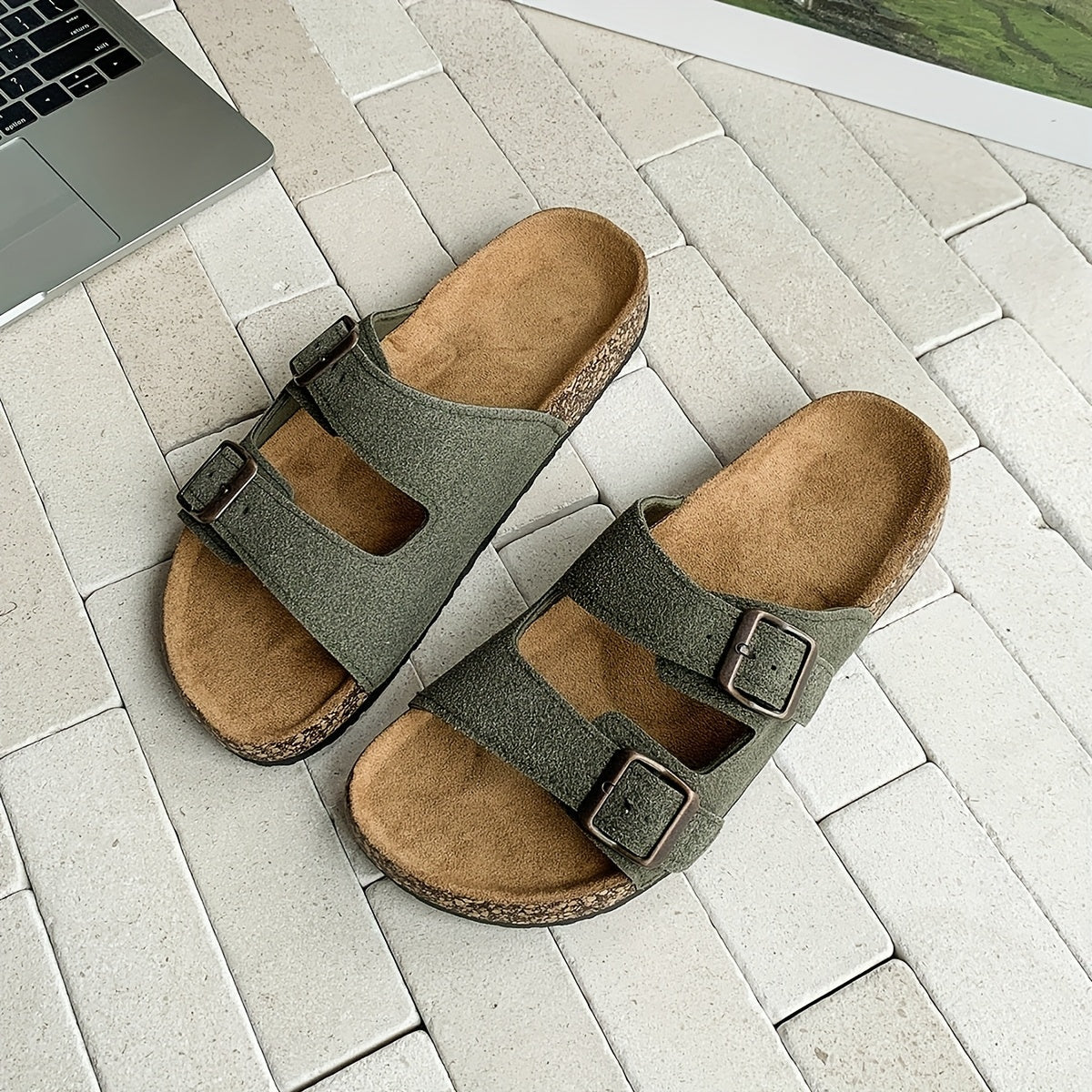 Retro Slides with Double Adjustable Buckles for Men – Comfortable and Stylish for Men