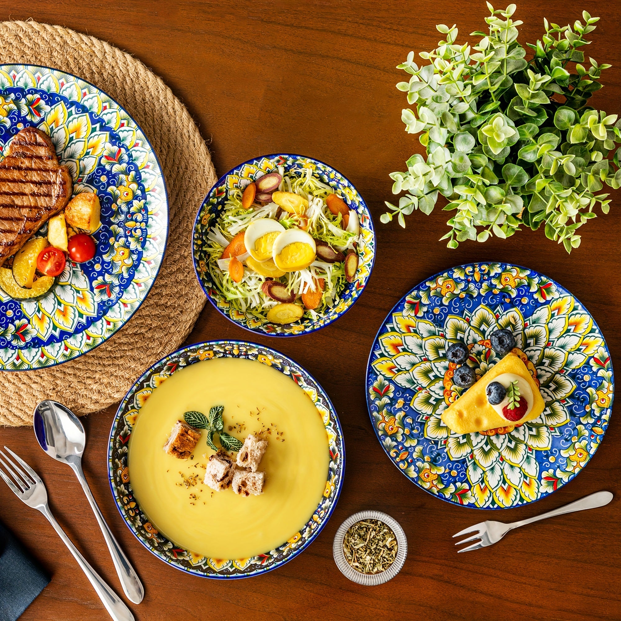 24-Piece Dinner Set – Stoneware in Bohemian Style