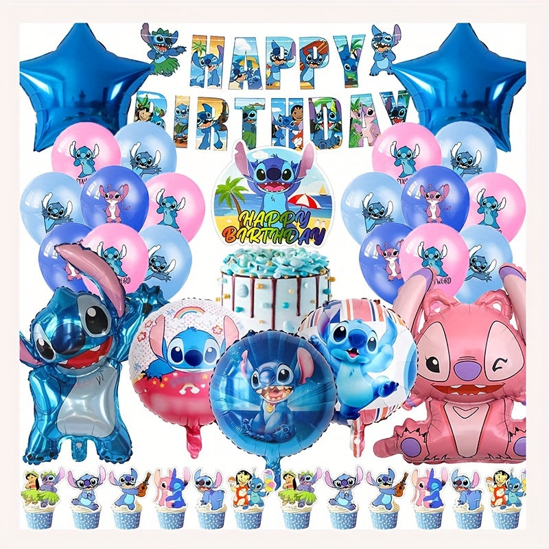 Lilo & Stitch Birthday Set - Complete Party Package for Kids with Balloons and Decorations