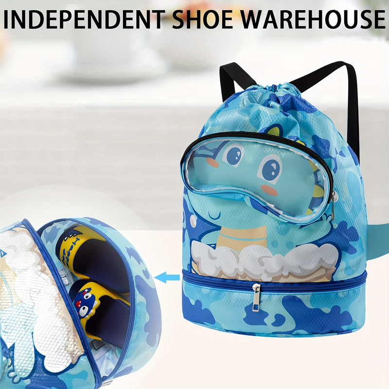 Ocean-Themed Swim Backpack – Waterproof with Wet/Dry Separation