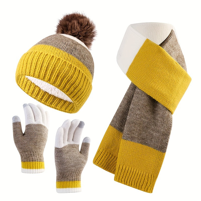 Trendy Winter Set - Hat, Scarf, and Gloves for Cold Days