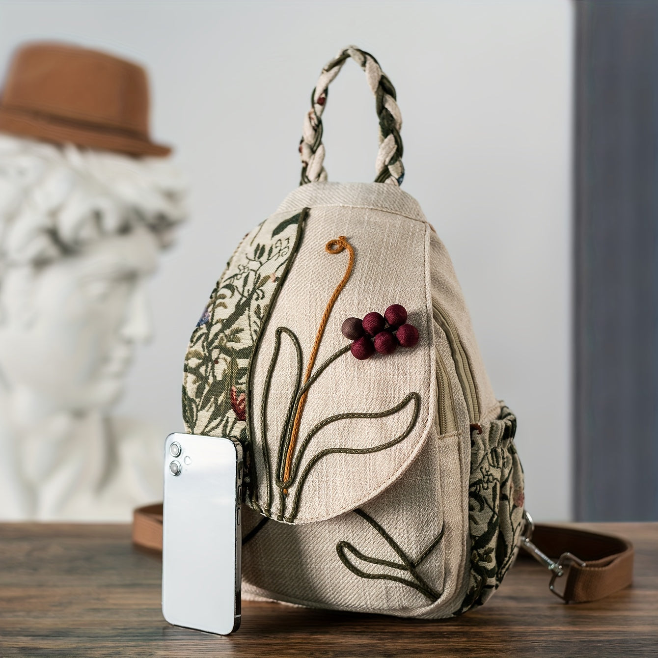 EthnoCharm Embroidered Backpack – Artistic and Practical