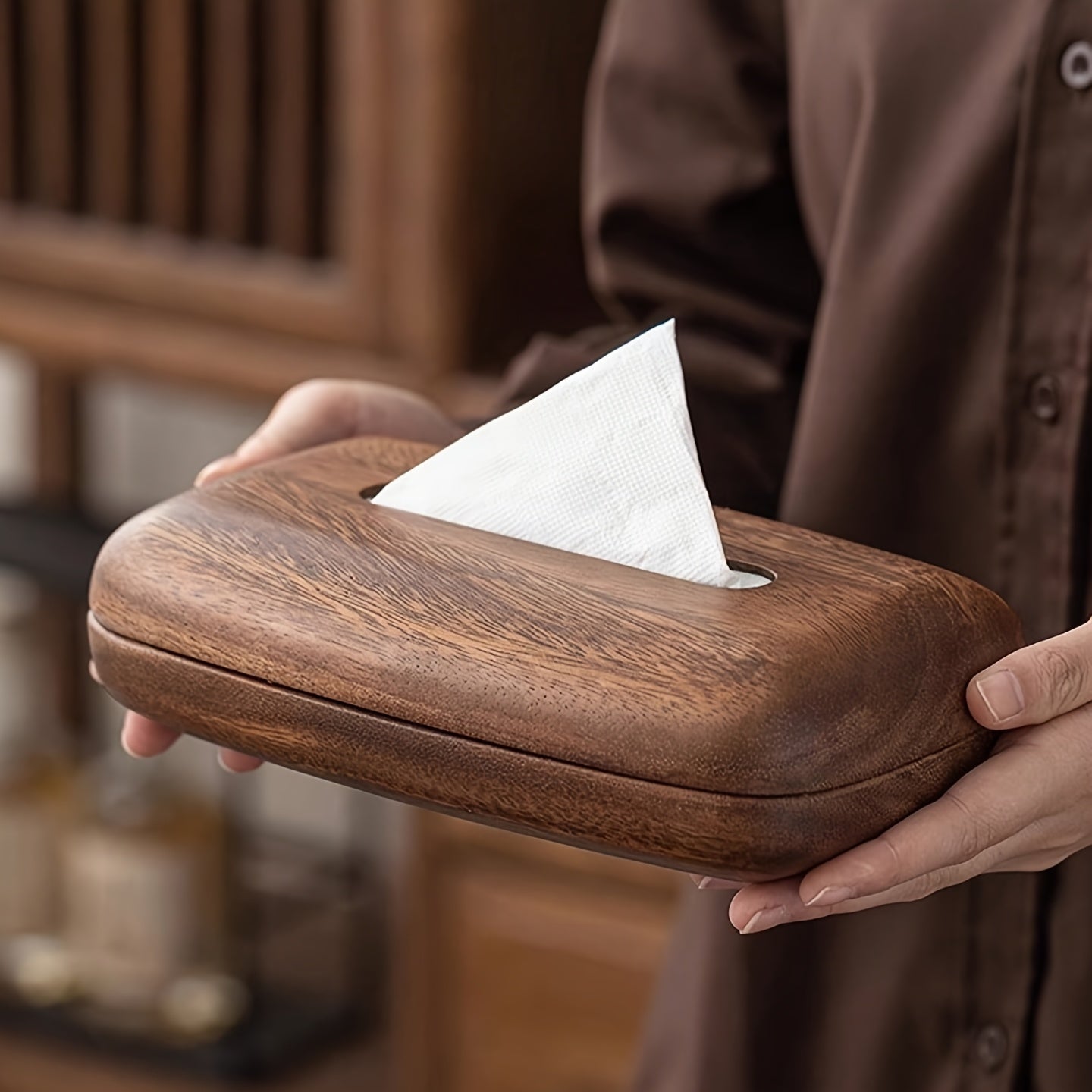 Walnut Tissue Box Holder – Elegant and Functional Design