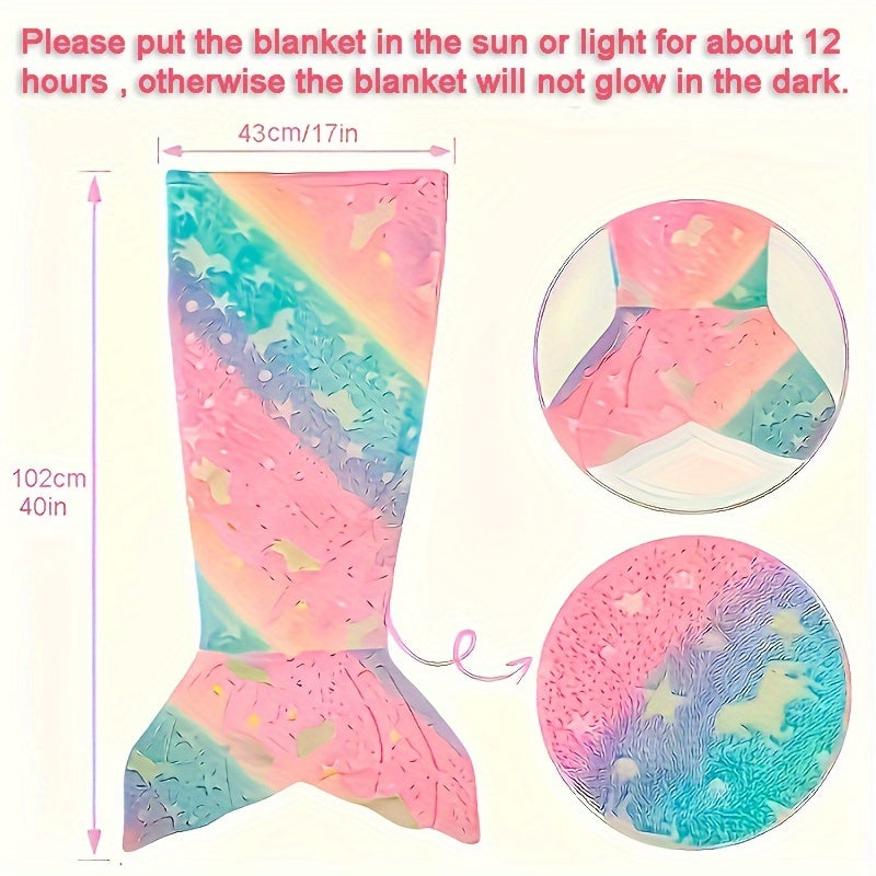 Magical Mermaid Sleeping Bag with Glow-in-the-Dark Effect – Soft Fleece Blanket for Children