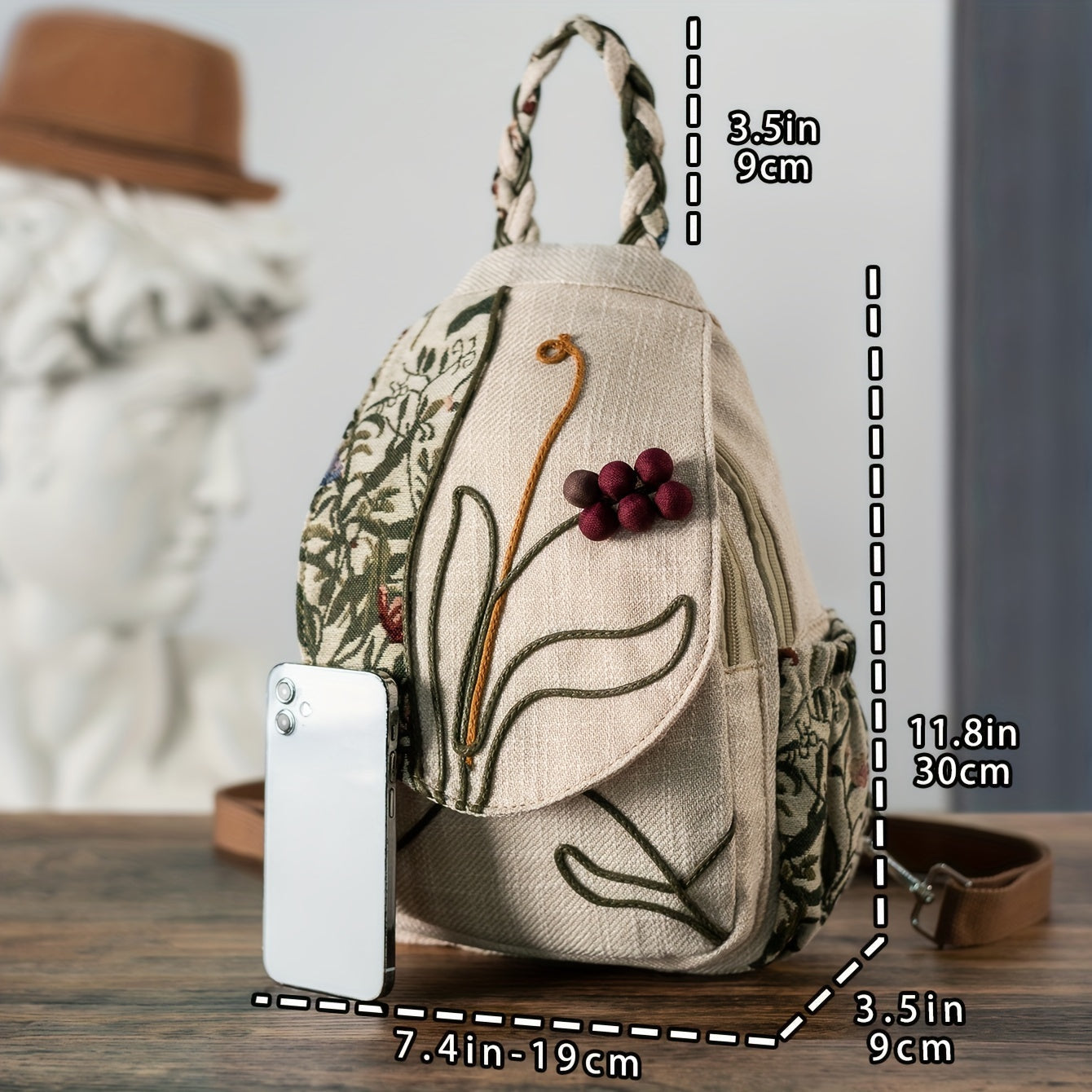 EthnoCharm Embroidered Backpack – Artistic and Practical
