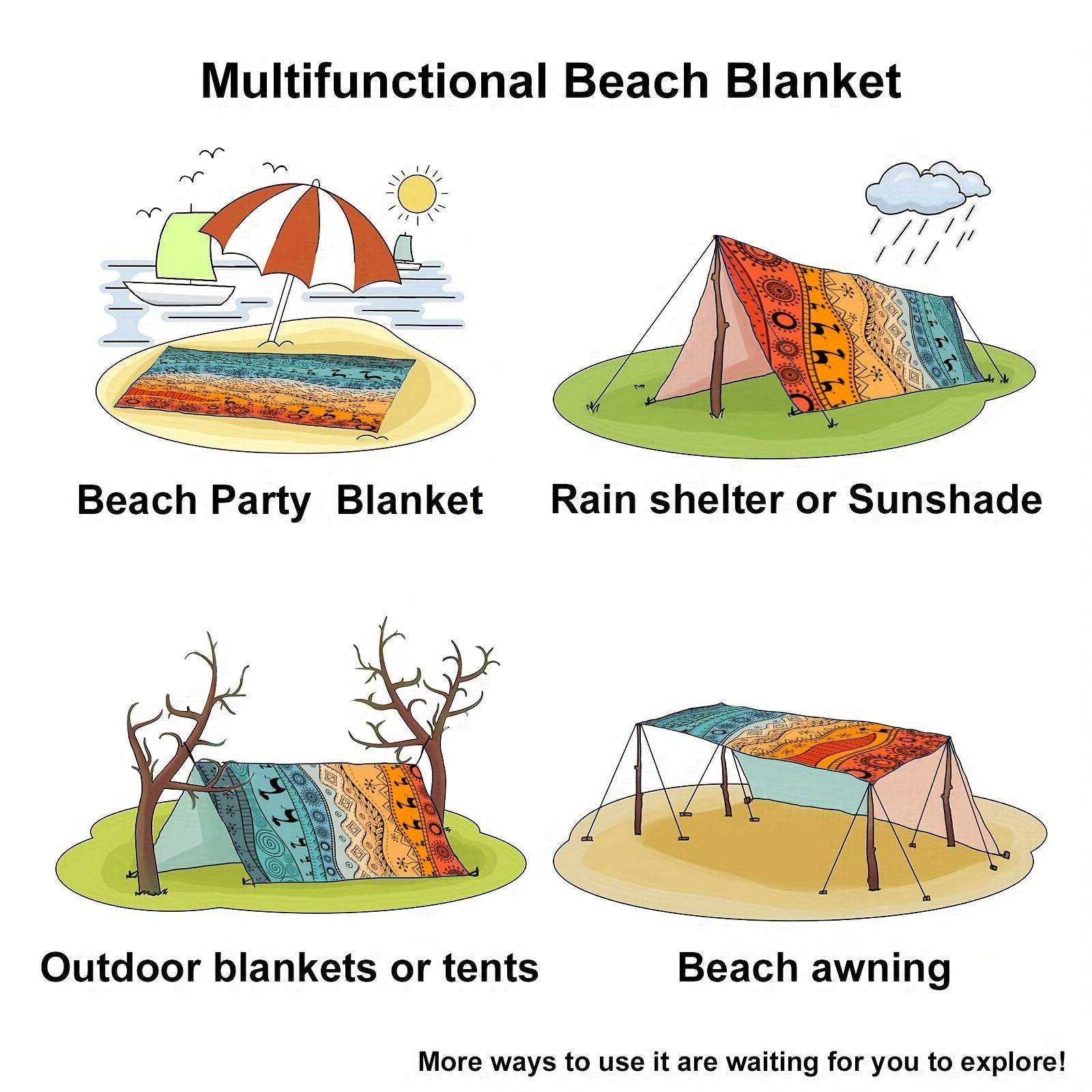 TropiComfort Oversized Beach Mat – Spacious, Durable, and Sand-Resistant