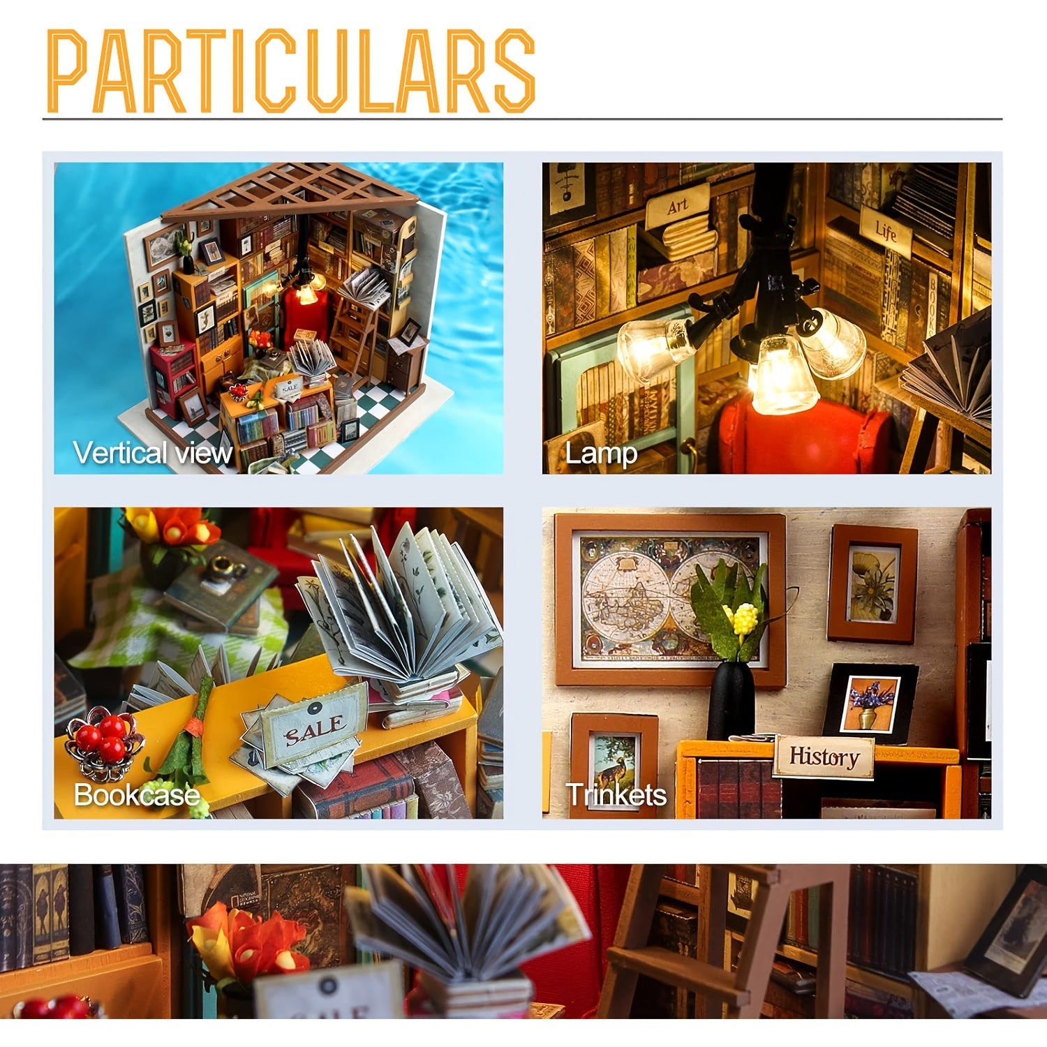 DIY Miniature House Kit – Sam's Study with Detailed Bookshelves and Furniture