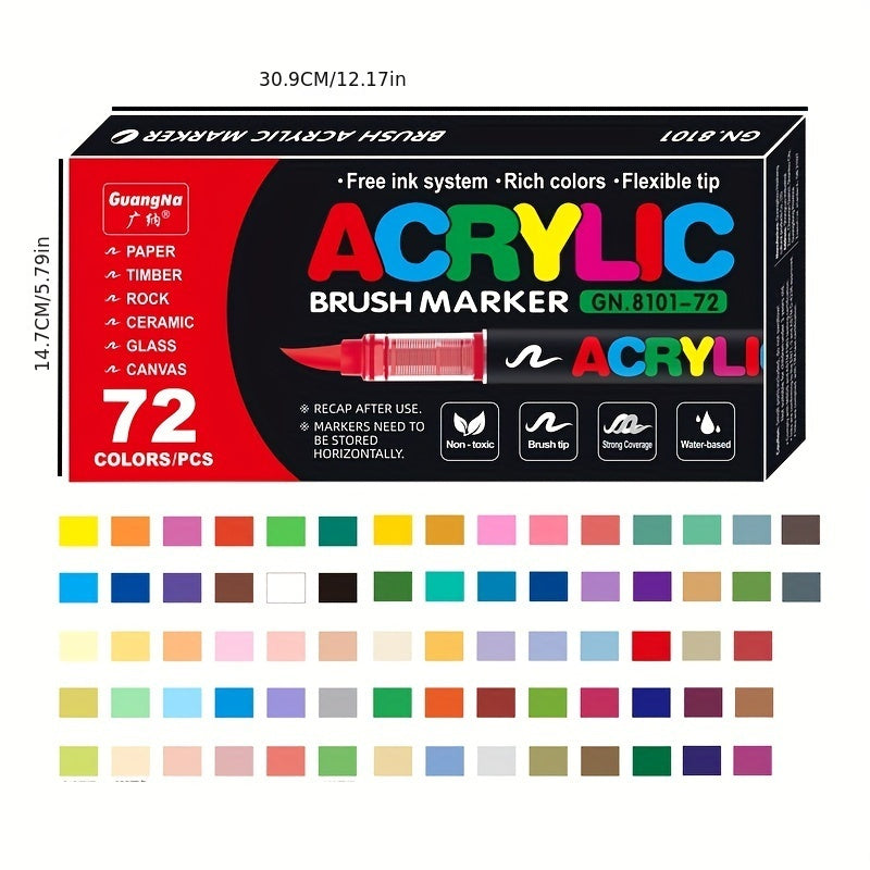 72 Colors Acrylic Paint Markers – Perfect for Creative Painting on Various Surfaces