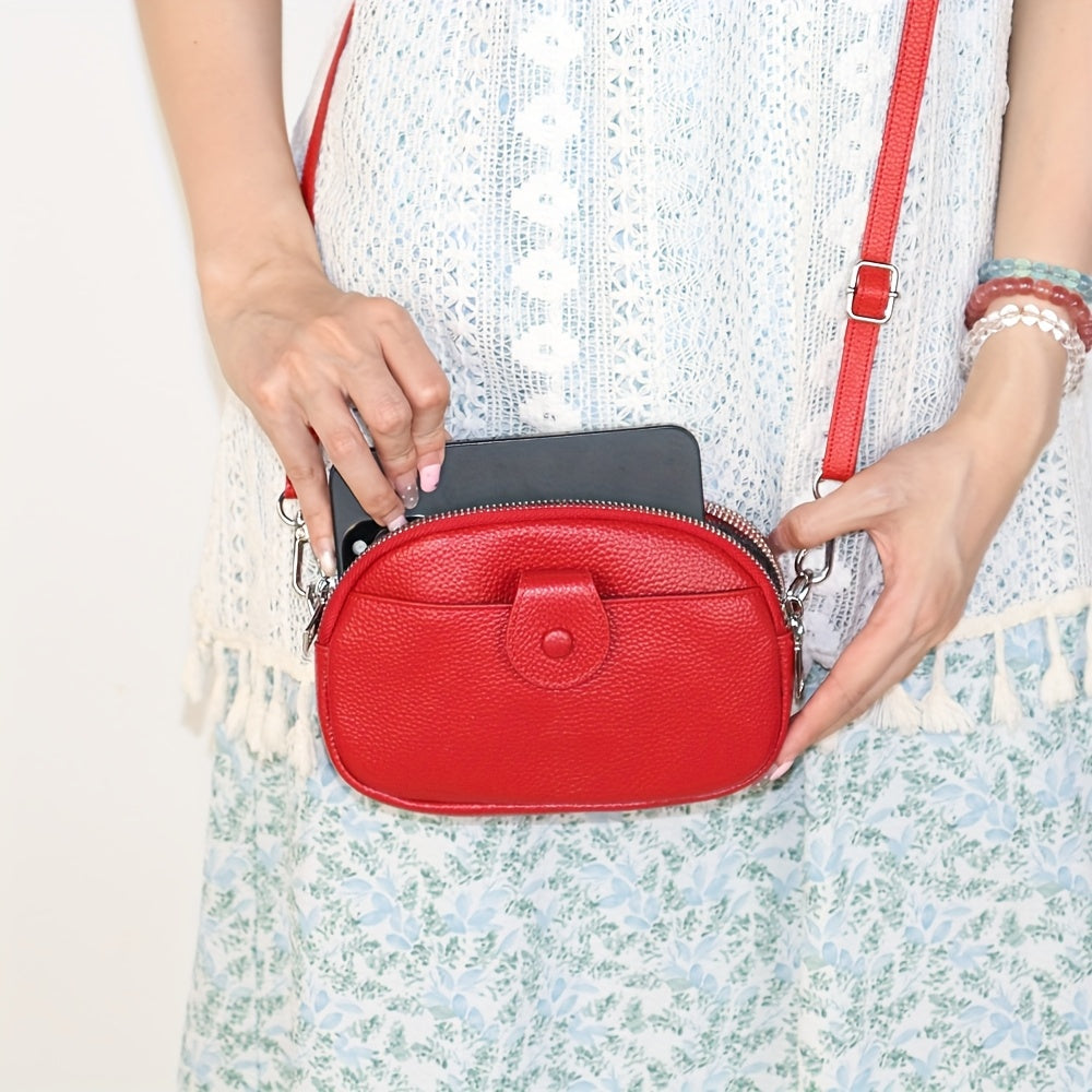 Large Capacity Vintage Crossbody Bag – Genuine Leather with Multiple Compartments