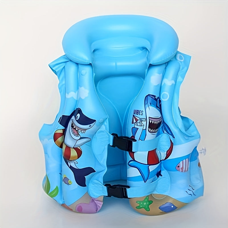 Children's Swim Vest with Shark Print – Comfortable & Safe for Swimming Fun in the Water
