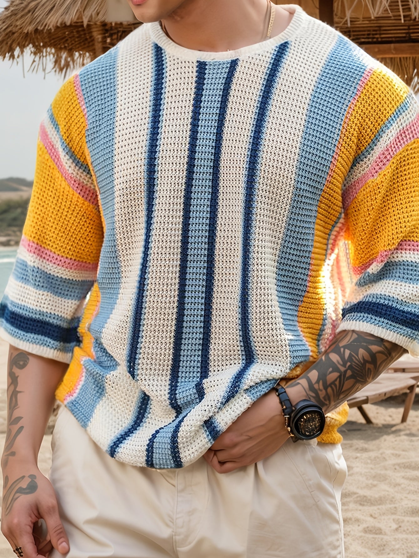 Casual Striped Knitted Sweater – Comfortable and Airy