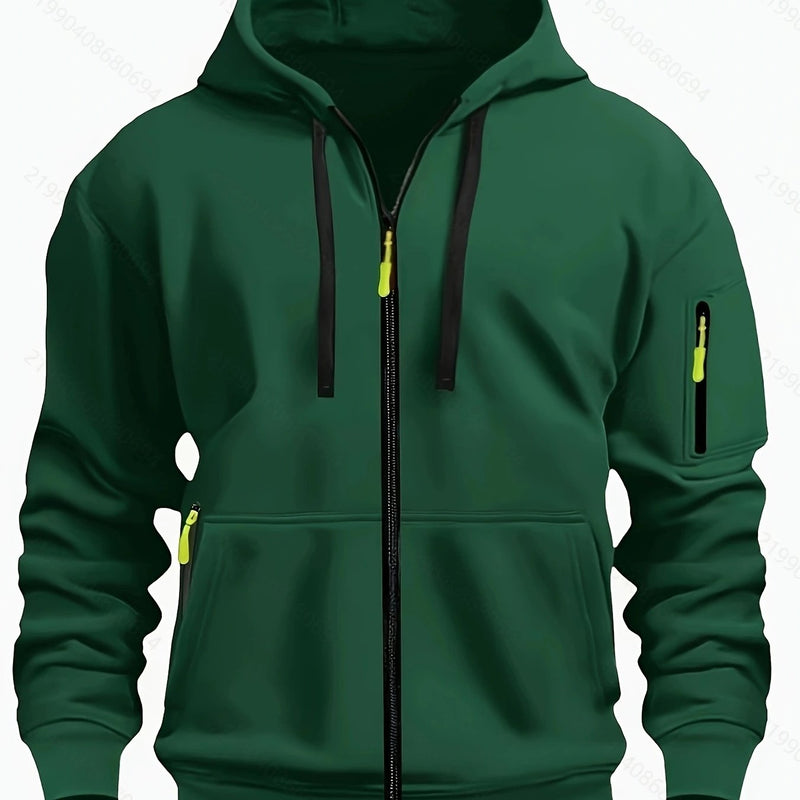 Men's zip-up hoodie with hood – Casual outdoor sweatshirt