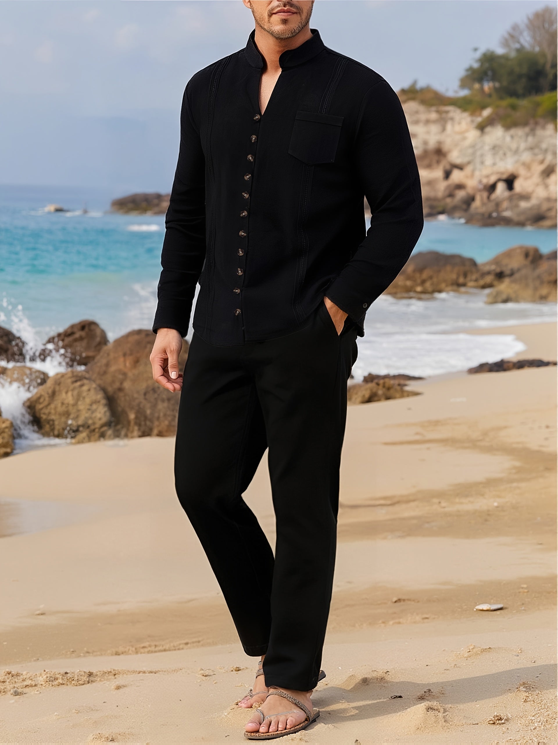 Men's Linen Two-Piece Set - Elegant and Lightweight