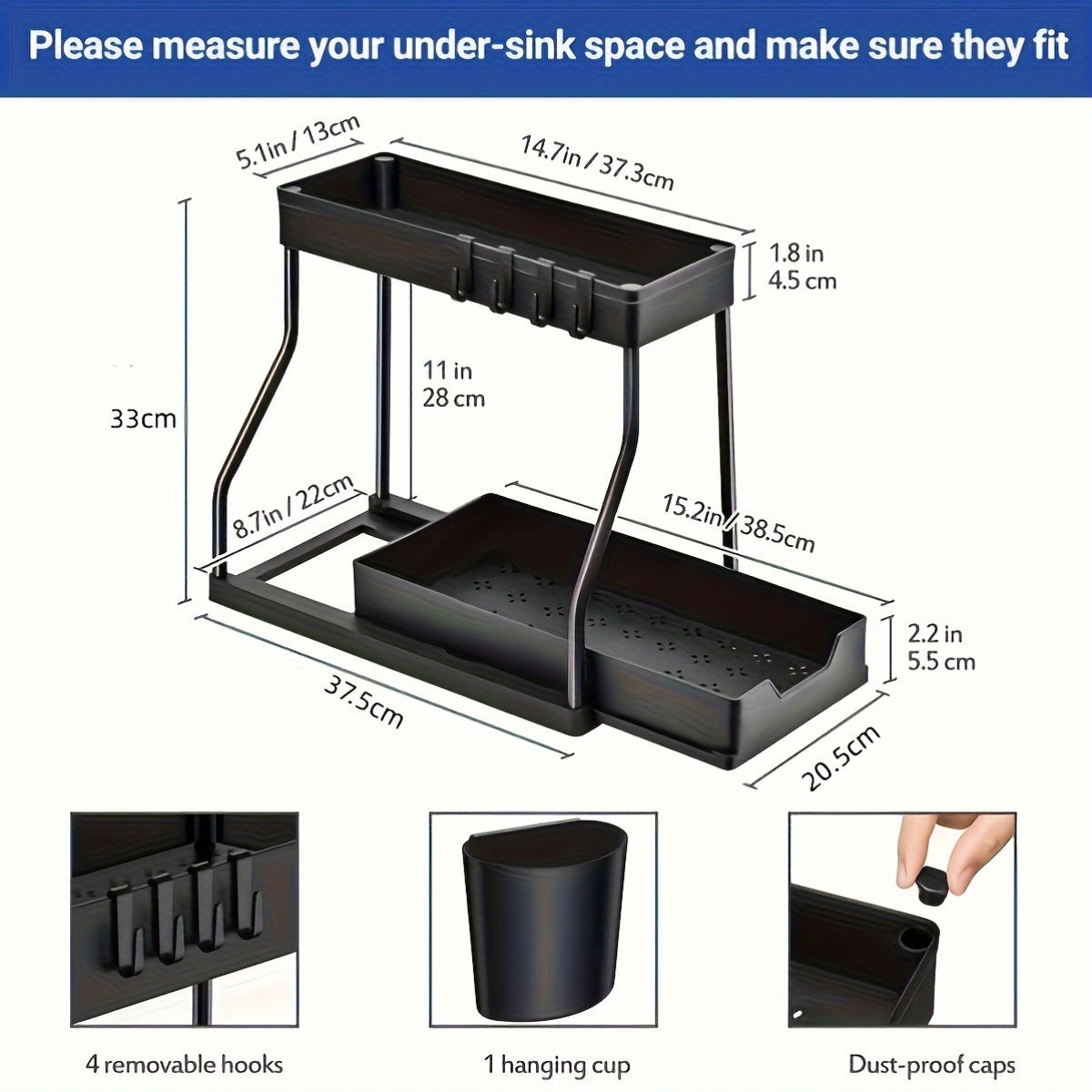 Compact 2-Tier Storage Rack – Smart and Space-Saving for Any Cabinet