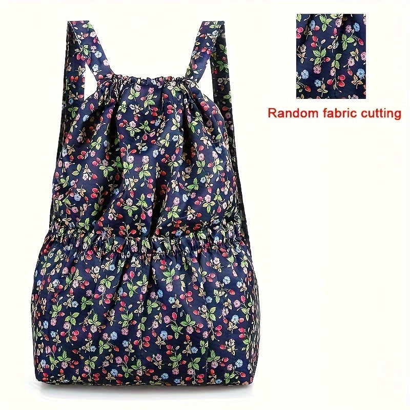Geometric Nylon Backpack with Drawstring Closure – Perfect for Travel and Sports Activities