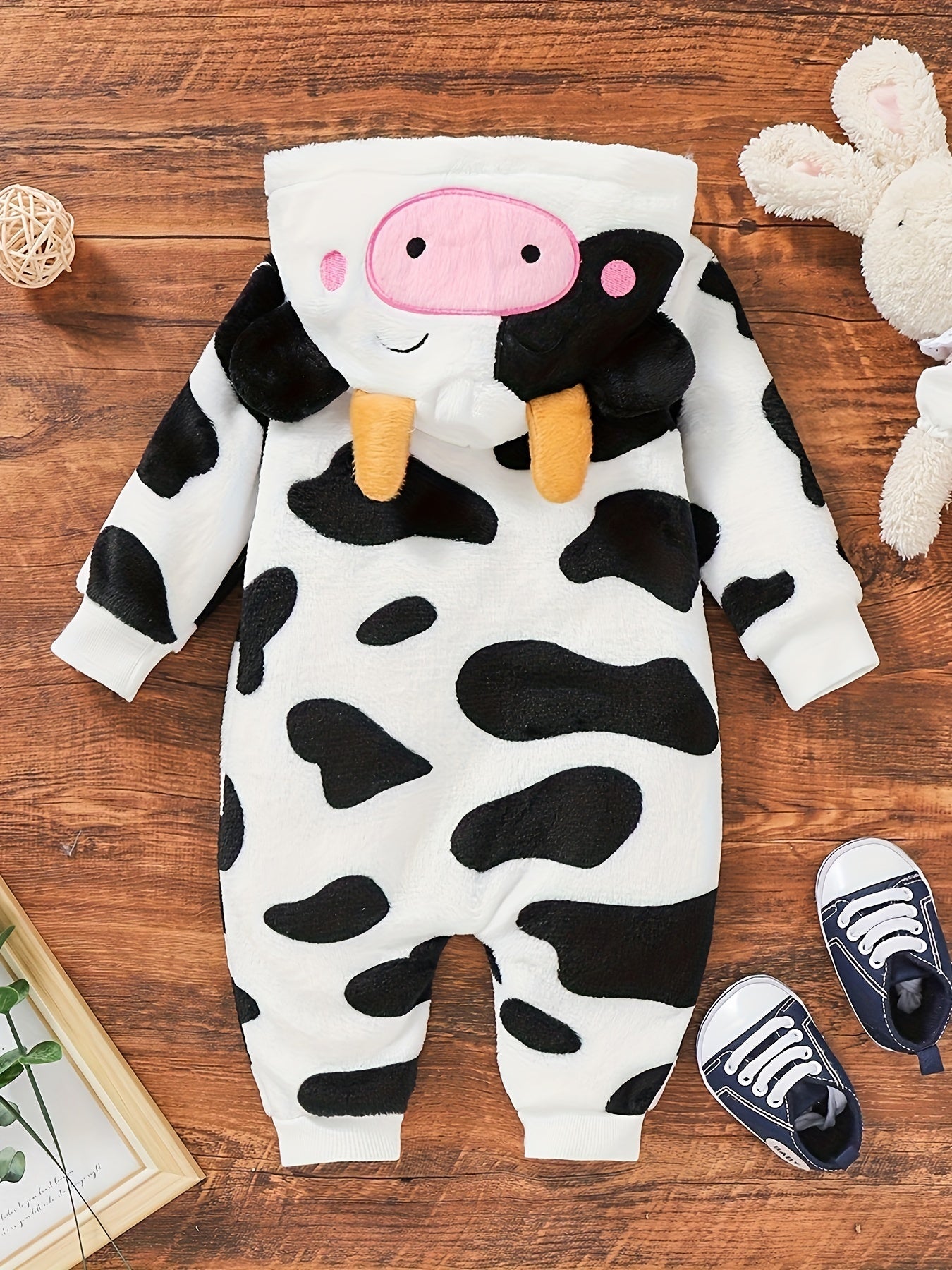 Cute Baby Cow Romper – Includes Hat for Autumn and Winter