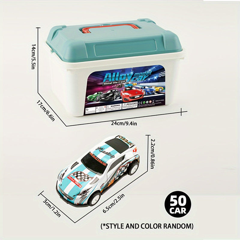 Dynamic Toy Car Set with 50 Cars and Storage Bin – Perfect Gift for Kids