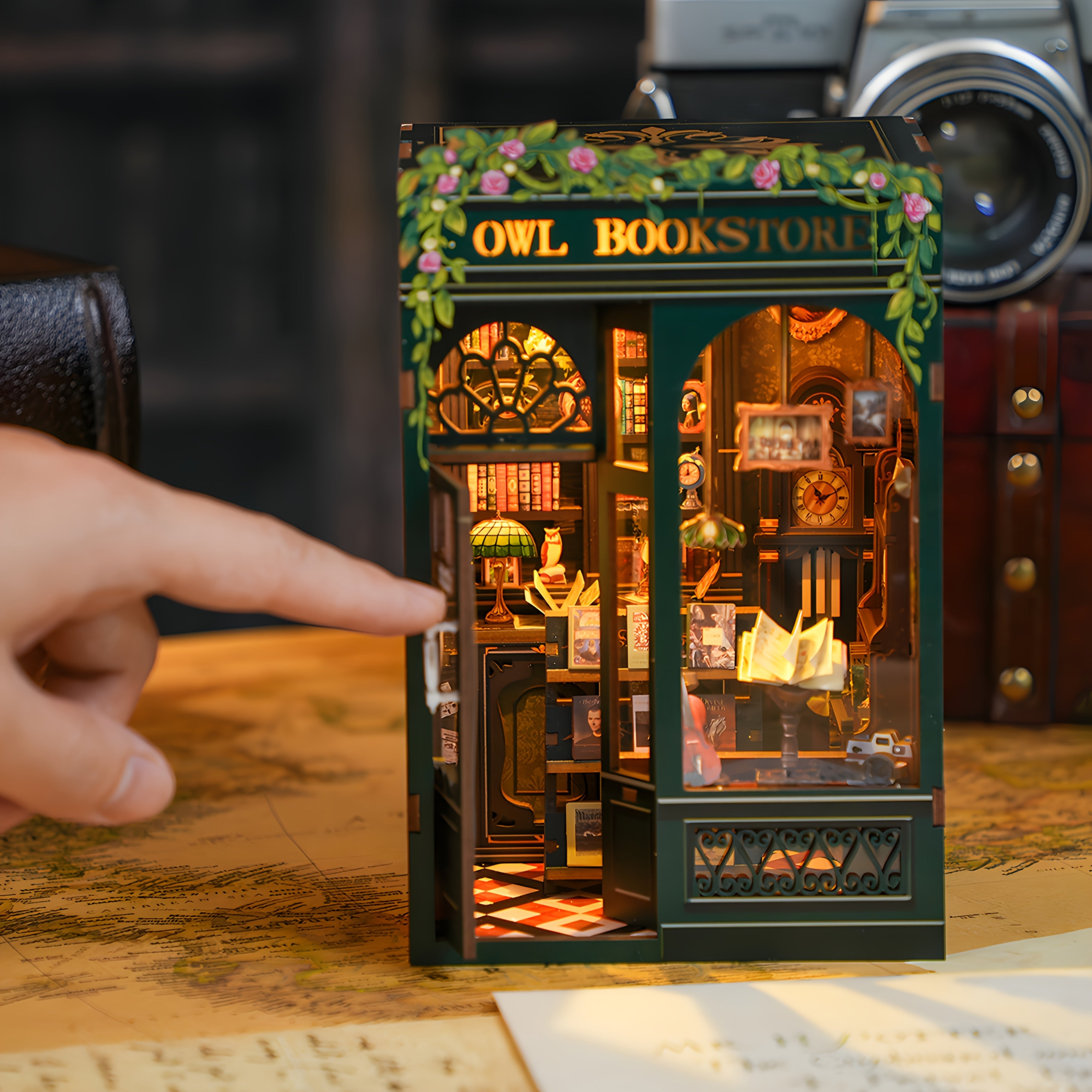 DIY Miniature Owl Bookstore – 3D Wooden Kit with Lighting for Creative Decoration