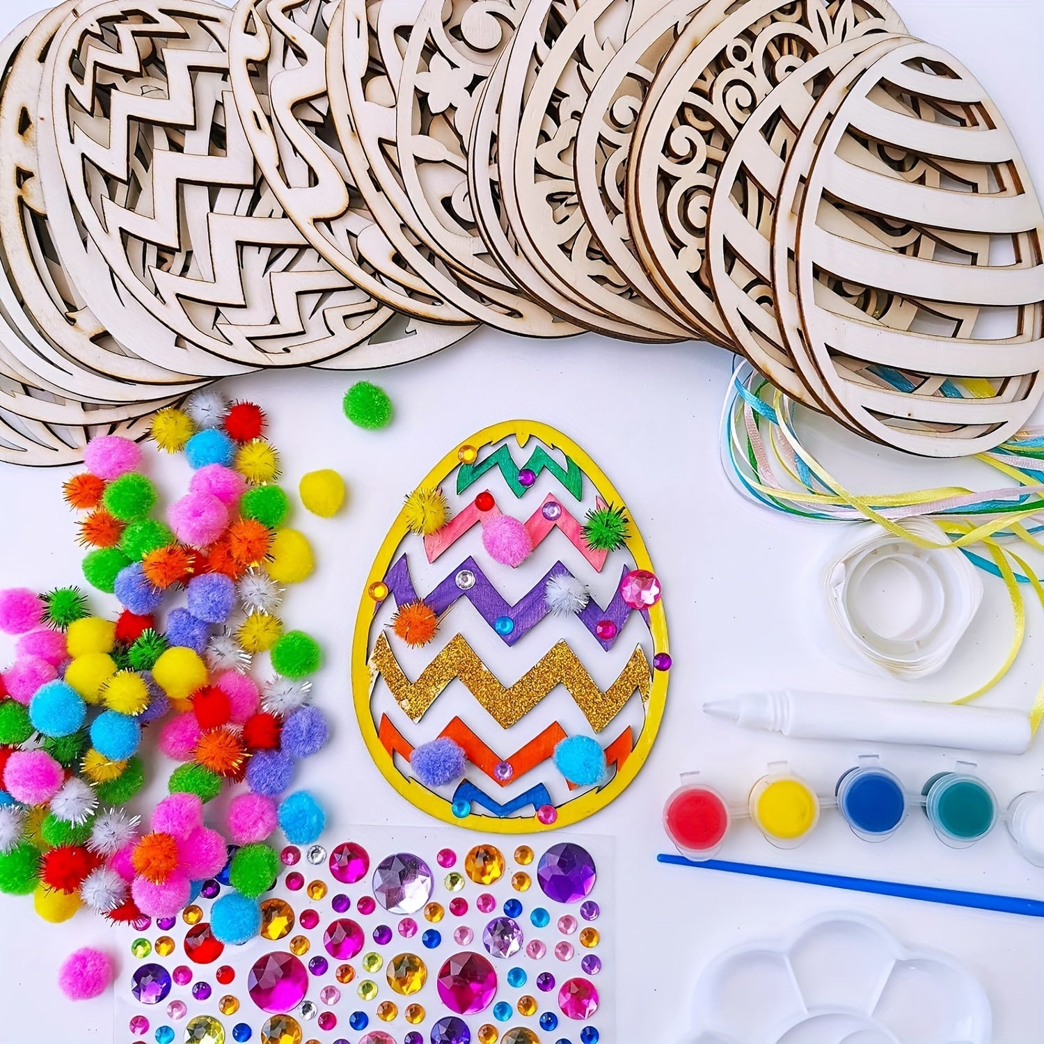 DIY Easter Egg Craft Kit – Decorate Your Own Colorful Wooden Easter Eggs for Easter