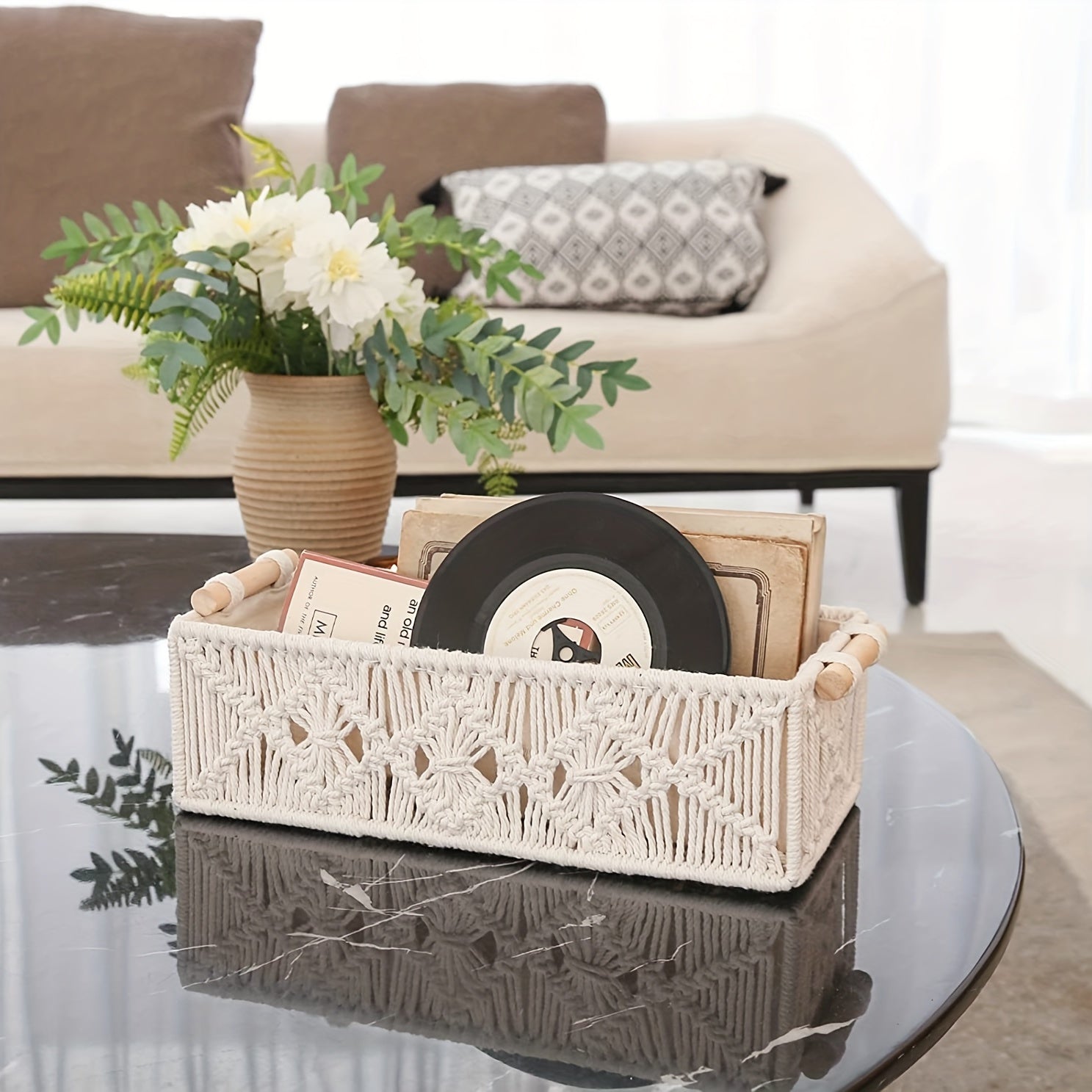 Set of 2 Handmade Macramé Storage Baskets – Boho Chic for a Stylish Organization