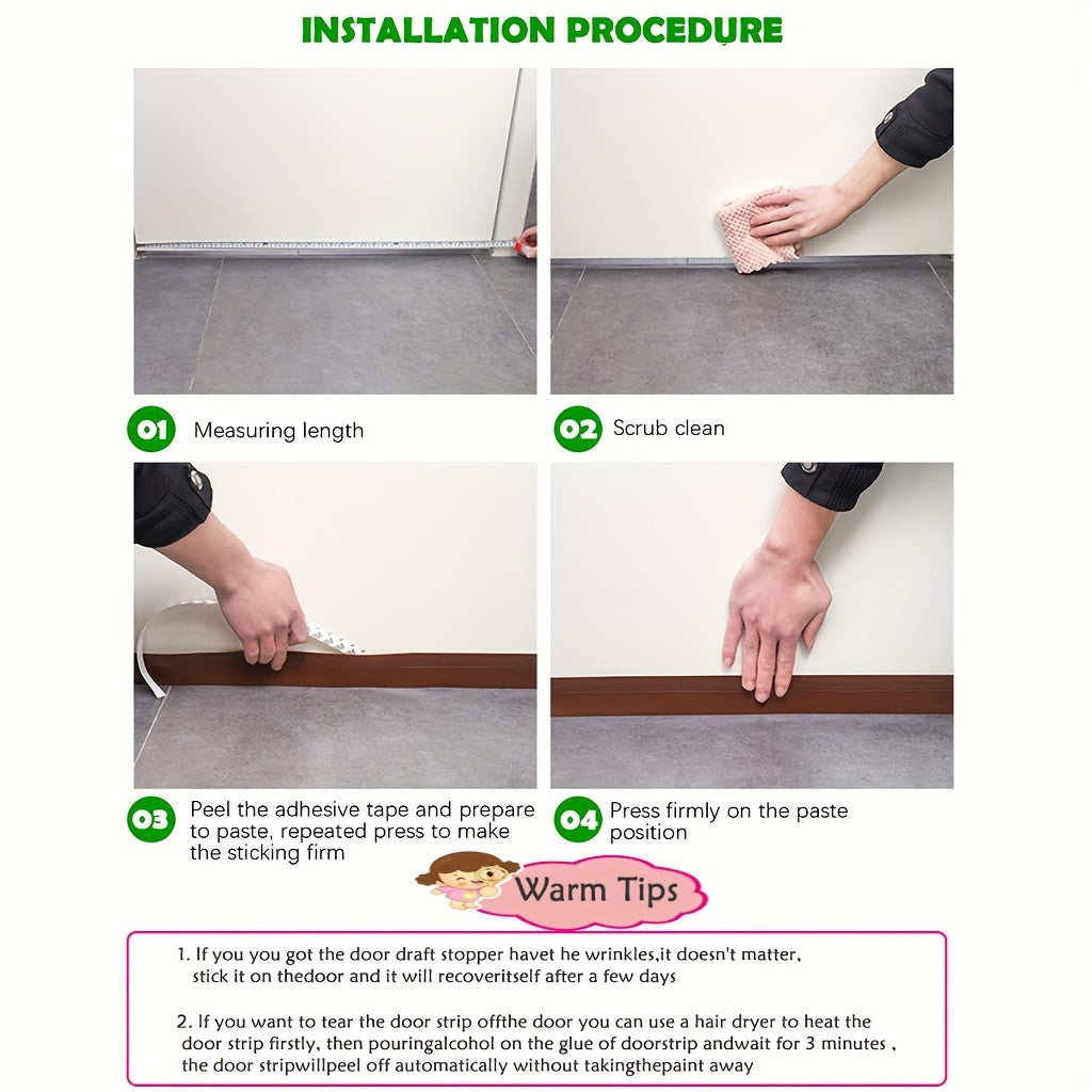 Draft Stopper for Door - Silicone Door Sweep with Strong Adhesive and Sound Insulation