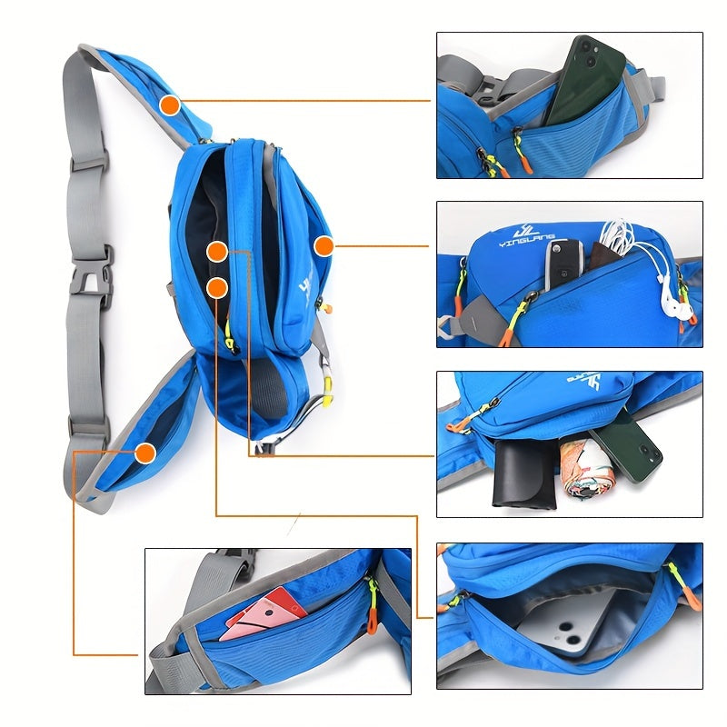 Versatile Running Waist Bag with Water Bottle Holder – Durable Nylon with Zippers for Hiking and Marathons